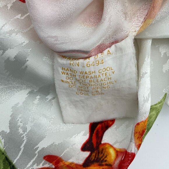 Mary McFadden Long Sleeve Floral Brocade V-Neck VTG Sleep Shirt Small - Picture 6 of 7